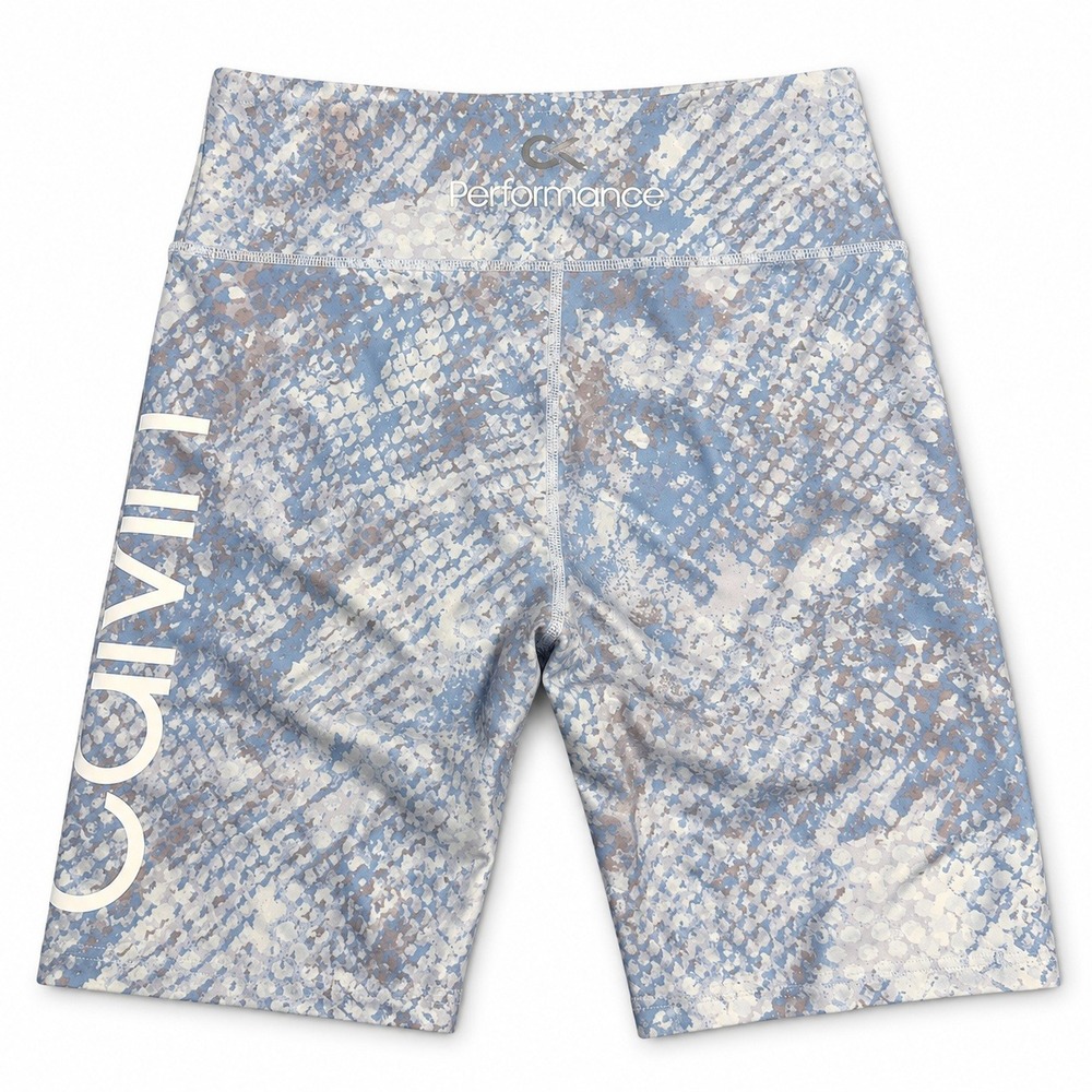 Calvin Klein Performance Womens Blue Snakeskin Logo Bike Shorts Size M
